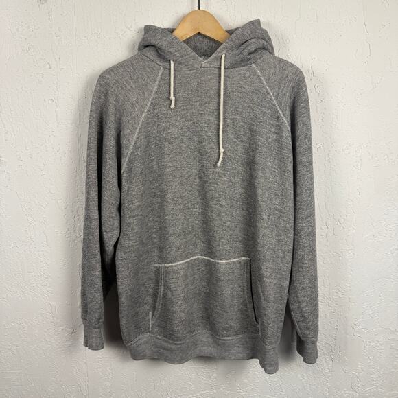 Vintage 50s Gray Two Tone Hoodie Sweatshirt Size Large Loop Knit Raglan Fleece - Picture 1 of 9